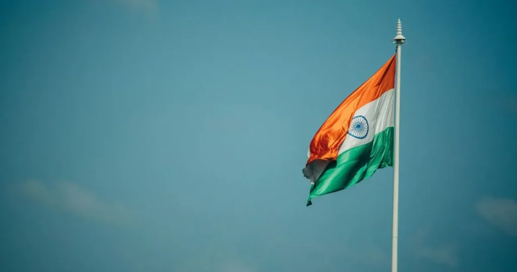 掲げられたインド国旗